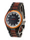 Daponte Men's Watch 45mm Battery with Brown Wooden Bracelet
