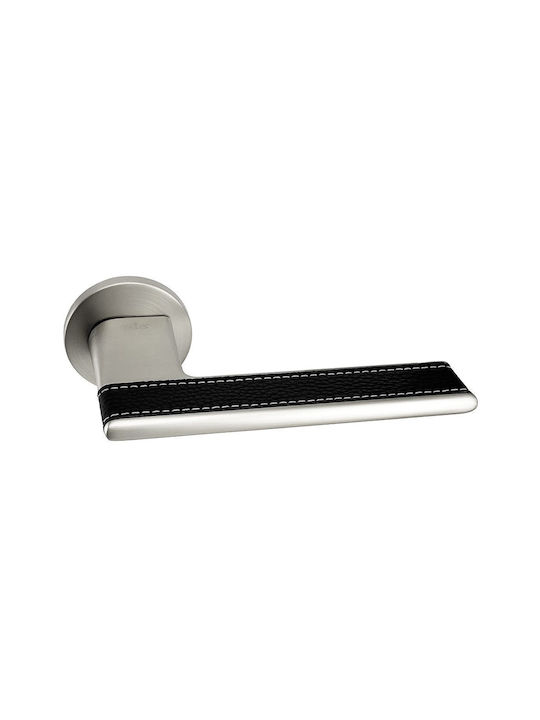 Türgriffe Rosette Zb Yalis 84267 Matt Inox Schwarzes Leder Rechts Sicherheit Zylinderschloss
