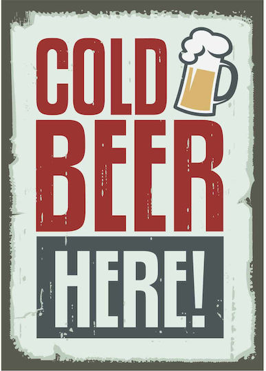 Διακοσμητική Πινακίδα "cold Beer Here" 40x28