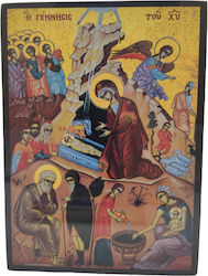Икона Раждане На Иисус Христос Дървена 25x18