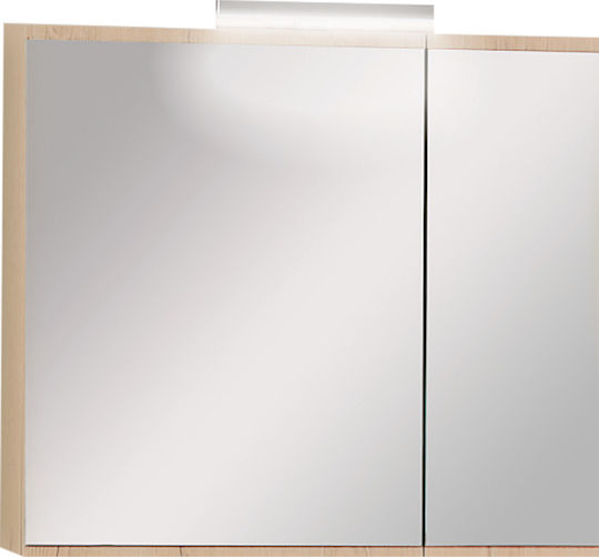 Oglindă de Baie Dulap Aplicație Lumini LED Probagno 951ama 60x14x70 cm MDF Bej