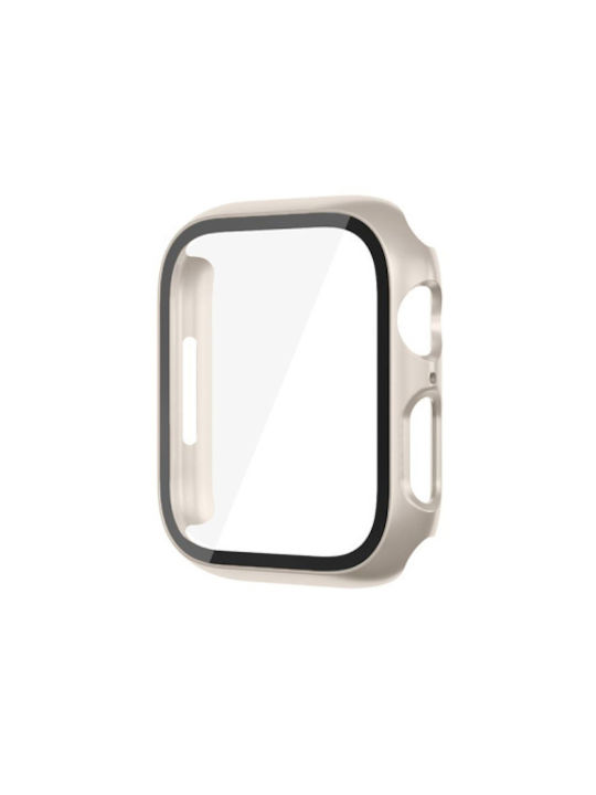 Protective Plastic Case with Glass in Beige color for Apple Watch 42mm