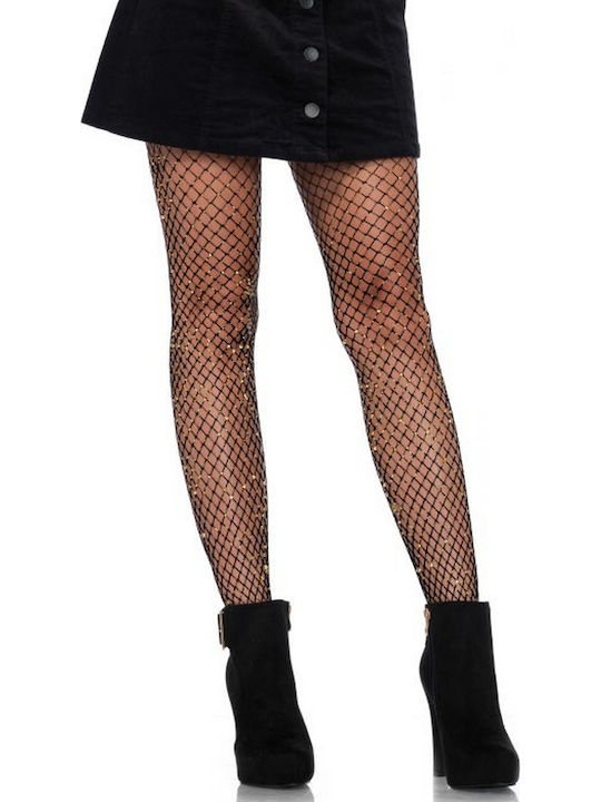Leg Avenue Lurex Industrial Net Sexy Καλσόν Μαύρο
