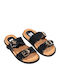 Leather Women's Flat Sandals Anatomic in Black Color
