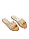 Leather Women's Flat Sandals Anatomic in Gold Color