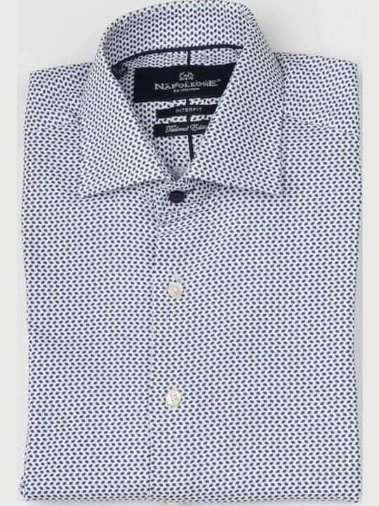 Monte Napoleone Cotton Shirt Slim Fit Blue White