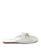 Leder Mules mit Absatz in Silber Farbe
