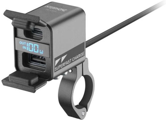 Interphone Φορτιστής Μοτοσυκλέτας με Θύρες: 2xUSB