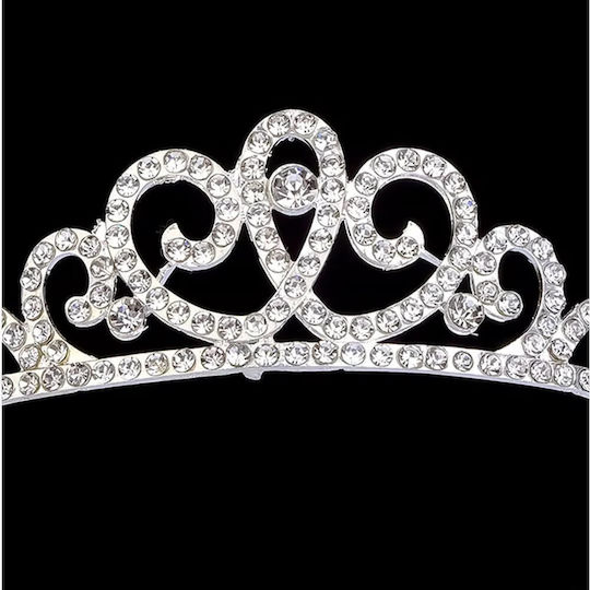 Silver-Plated Children's-Teen Tiara Crystals Bridesmaid Misha Design Diameter 13cm X Height 3cm