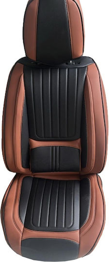 Universal Car Seat Covers Set Eco-leather Black Brown Front-back