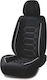 Set Universal Car Seat Covers Black Textile Material White Stripe Front-Back