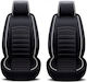 Set 2 Front Car Seat Covers Faux Leather Black White Stripe