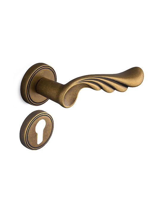 Buton Ușă Viobrass Pereche Rosetă Aura Bronz