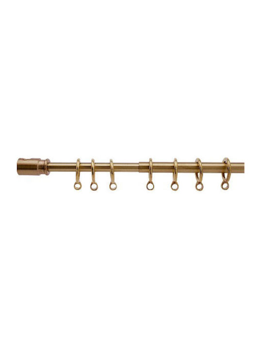 Extendable Brass Curtain Pole Matte Rings Oro 700-9080 80-110cm Metalor