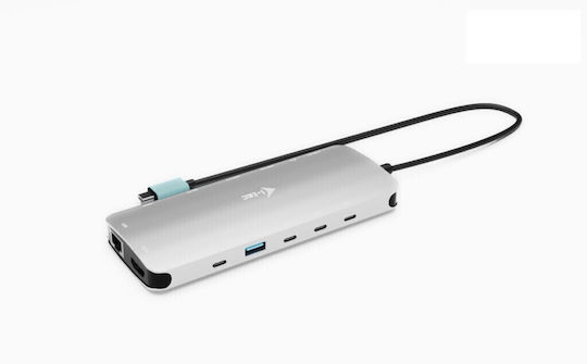 i-tec USB-C Docking Station with HDMI 4K PD Ethernet and Support for 2 Monitors Silver (C31NANOTRIPLEDOCKPD)