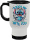 Koupakoupa Stitch Touch Me And I Will Bite You Stainless Steel Thermos Bottle 450ml White with Handle and Straw