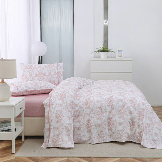 Liolios Home Sheet Sets Queen 245x270cm. Pink 4pcs
