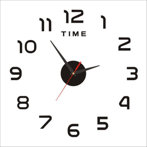 Sticker Acrylic Wall Clock Diameter Up to 50cm Numbers Only Black