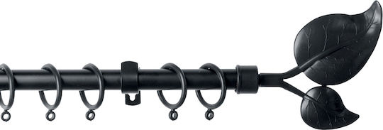 Extendable Plastic Curtain Pole Φ16/19mm Single Black 120-210cm