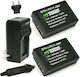 Wasabi Power Battery 2-pack 1040mah + Charger Canon Lp-e17