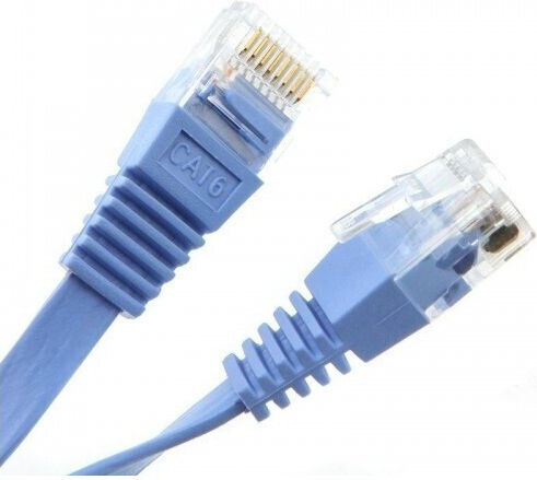Cable Lan Cat 6 Flat 3.0 m Detech Network Cable 3 Meters Flat Cat6 Light Blue