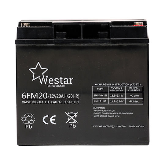Westar Baterie cu Plumb Fm 12v 20ah "10 Ani Durată de Viață" 6fm20