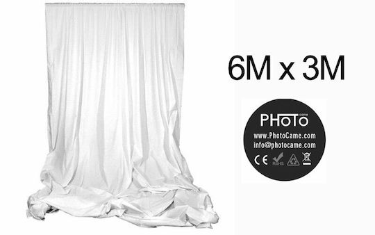 Pânză Fotografică Albă din Bumbac 6x3m 100% Bumbac