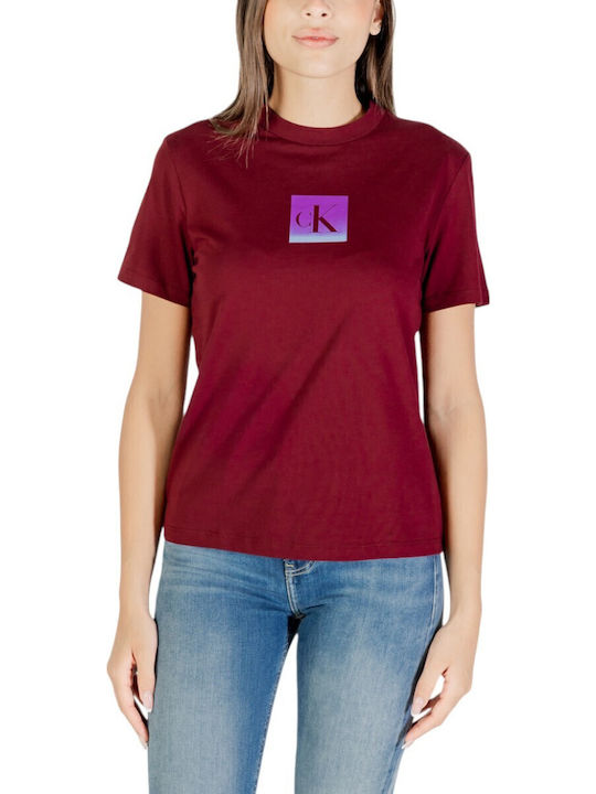 Calvin Klein Women's T-shirt Burgundy LV047C864G-VLP