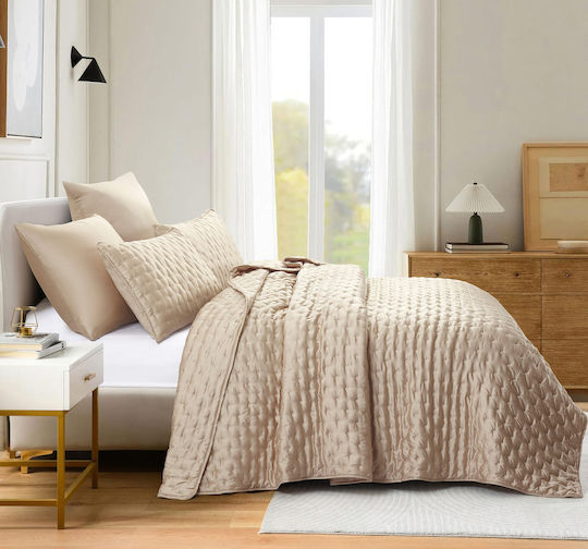 Liolios Home Подредба Покривало Кингсайз Бежов 250x240см
