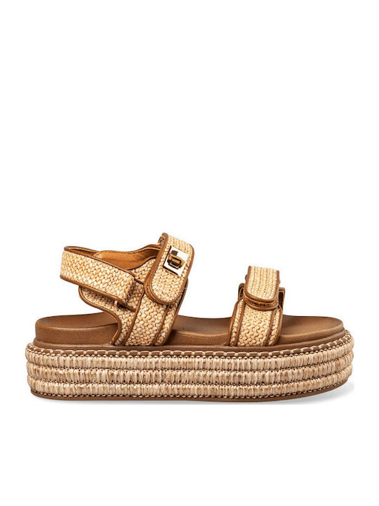 Sandale Casual Damă Flatforme Bej