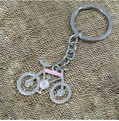 Pink Bicycle Enamel Keychain