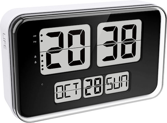 Life Wall Flip LCD Масов Часовник Дигитален LED Бял 221-0457