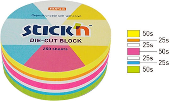 Hopax Neon Circle Sticky Memo Pads 250 Sheets 67x67mm 21830