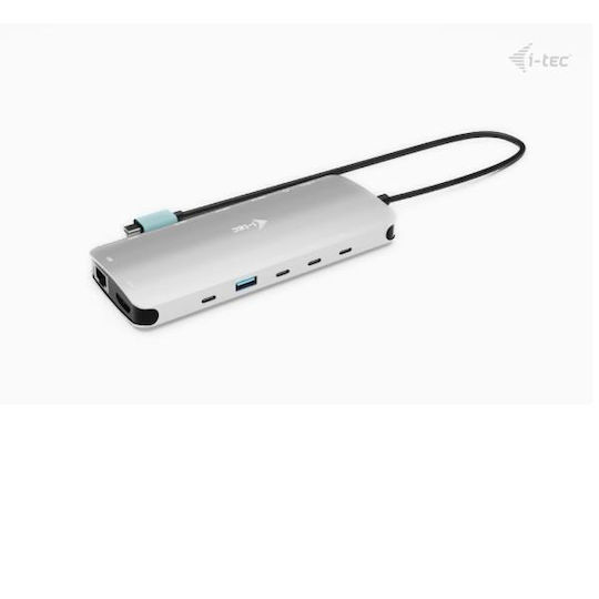 i-tec USB-C Docking Station with HDMI 4K PD Ethernet and Support for 2 Monitors Silver (C31NANOTRIPLED140)