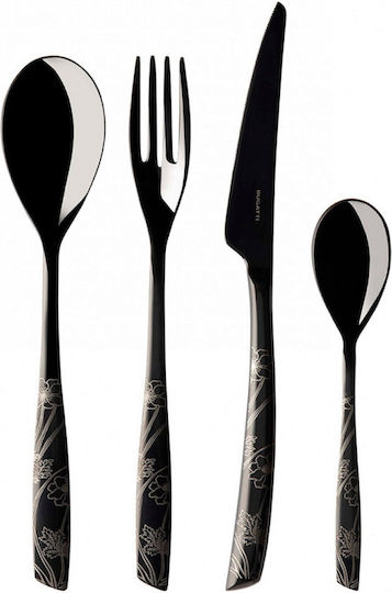 Casa Bugatti Riviera Set de Tacâmuri Inoxidabil Negre 24buc