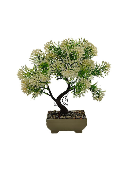 Sidirela Τεχνητό Φυτό Γλαστράκι Bonsai Judus Λευκό 25cm E-4317 42143172