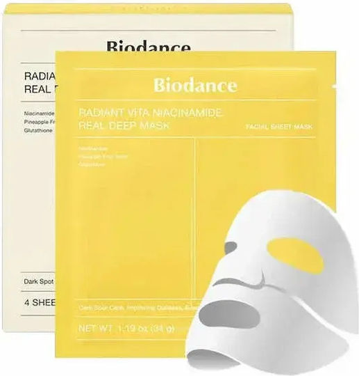 Biodance Radiant Vita Niacinamide Real Deep Jelly Mask 4τμχ