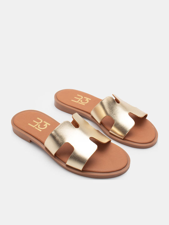Luigi Women's Flat Sandals in Gold Color