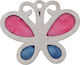 Stahl Anhängliches Element Schmetterling Silber Emaille 25mm 17-61