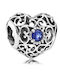 Silber Charm Herz Blau Saphir Geburtsstein September