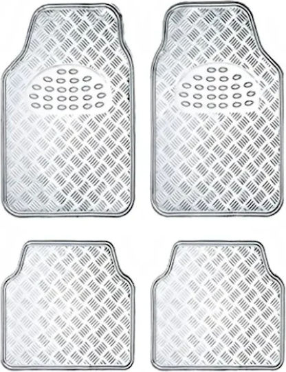 Set of Front and Rear Mats Universal 4pcs Silver