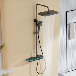 Dream House Adjustable Shower Column with Mixer Black Dream House Adjustable Shower Column with Mixer Black