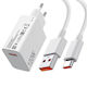 Xiaomi Ladegerät mit USB-A Anschluss und Kabel USB-C 120W Schnellaufladung 3.0 Weißs (MDY-16-EN)