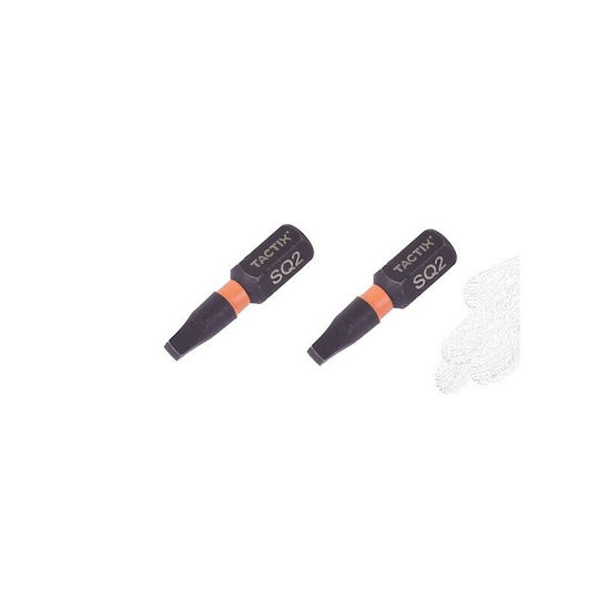 Tactix 2x50mm Square Robertson Screwdriver Bit Impact Torsion Blister 2 Pieces 455312