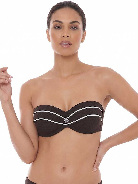 Jacky Strapless Bikini Top Καφέ