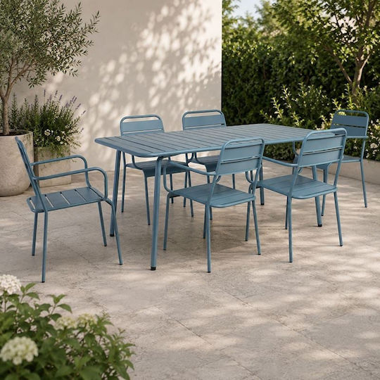 Σετ Τραπεζαρίας Εξωτερικού Χώρου Brio 7τμχ Sandy Blue