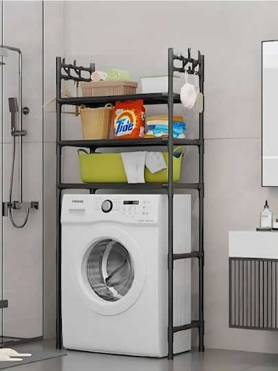 Dream House Boden Badezimmerregal Metallisch 72x25x155cm Schwarz