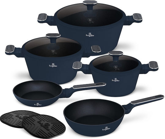 Berlinger Haus Cookware Set from Aluminum Matt Blue with Non-stick Interior Coating 5 Pieces