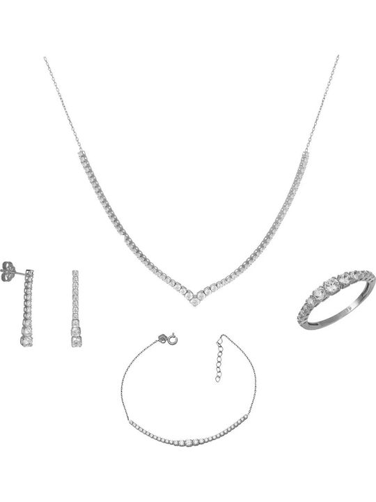 Jewelry Set From 9K White Gold