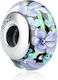 Silber Charm 925 Blau-Grüner Stein Blumen